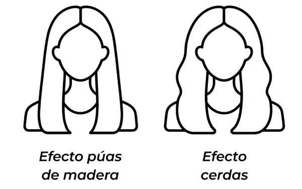 Diferència entre l'efecte d'un raspall de pues de fusta i un raspall de cerres